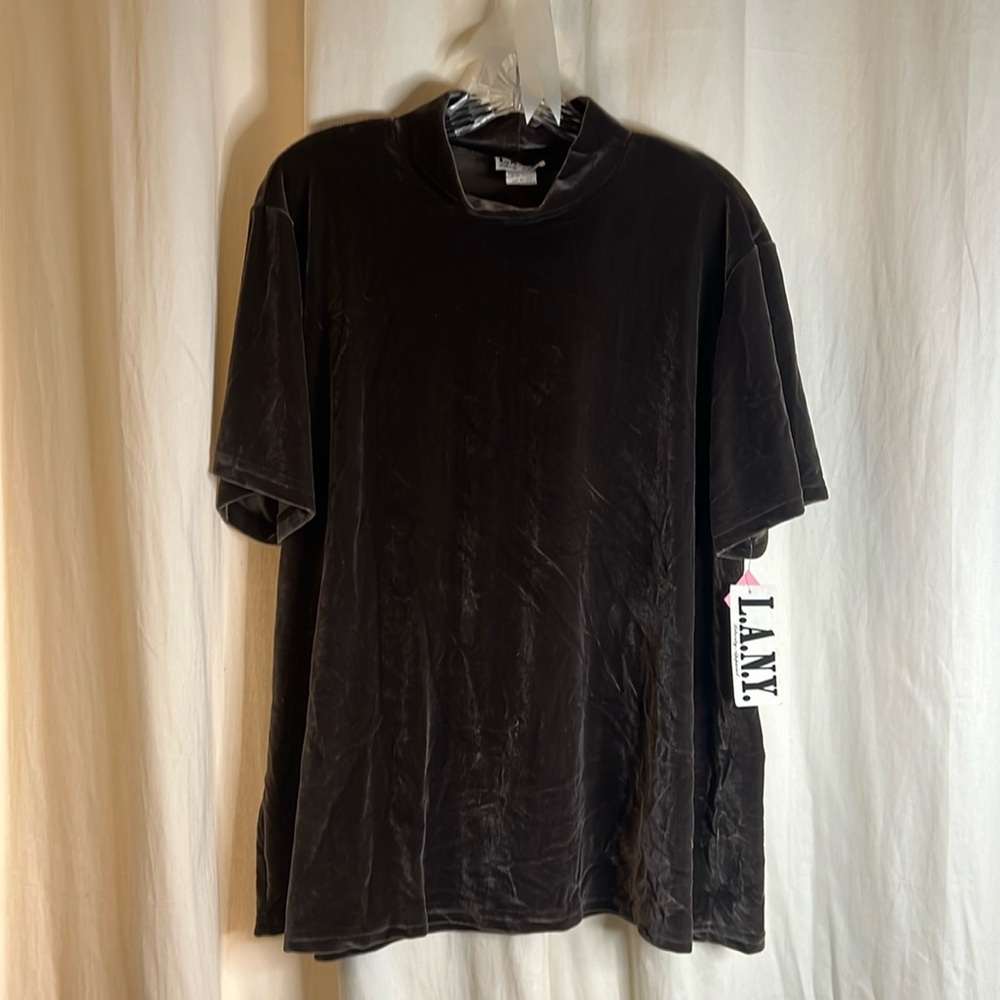 L.A.N.Y Liberty Apparel Velour Mock Turtle Top